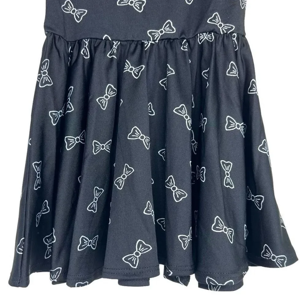 NEW Dot Dot Smile White Bow Black Cap Sleeve Dress 12-24M